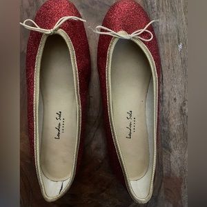 London Sole Red Sparkly Ballet Flats sz 37